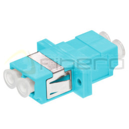 Adapter BKT FO OM3, LC, quad, turkusowy, z uszami