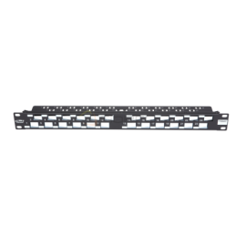 Panel krosowy BKT 19" 1U, modularny, ekranowany, 24xkeystone, czarny, skośne po