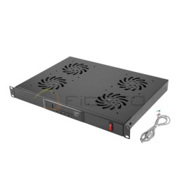 Panel wentylacyjny BTK 4 wentylatorowy dachowo-rakowy + termostat 1U czarny RAL