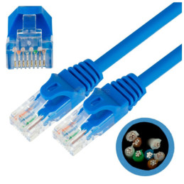 Patchcord BKT RJ45 kat.5e U/UTP LS0H, wtyk zalewany, niebieski 0.5m