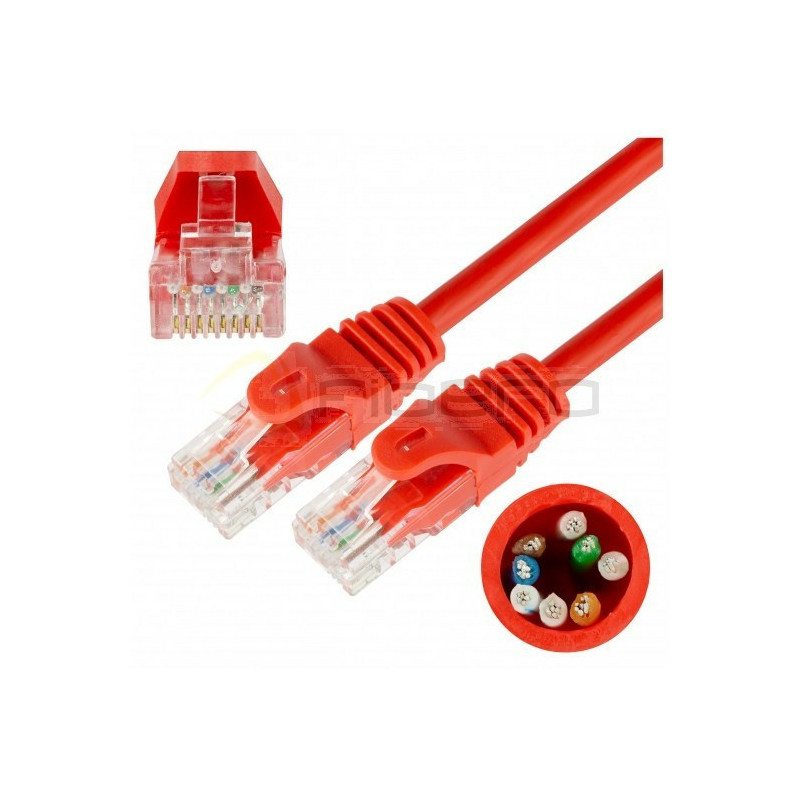 Patchcord BKT RJ45 kat.5e U/UTP LS0H, wtyk zalewany, czerwony 3m