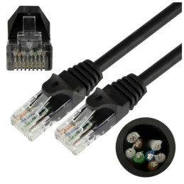 Patchcord BKT RJ45 kat.5e U/UTP LS0H wtyk zalewany, czarny 5m