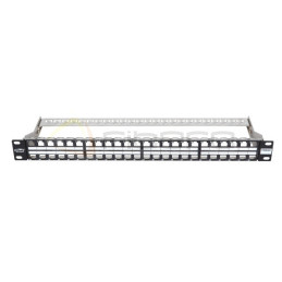 Panel krosowy BKT 19" 1U, modularny, ekranowany, 48xkeystone, czarny