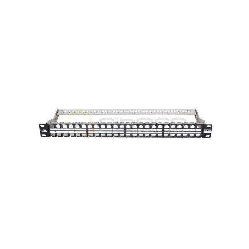 Panel krosowy BKT 19" 1U, modularny, ekranowany, 48xkeystone, czarny