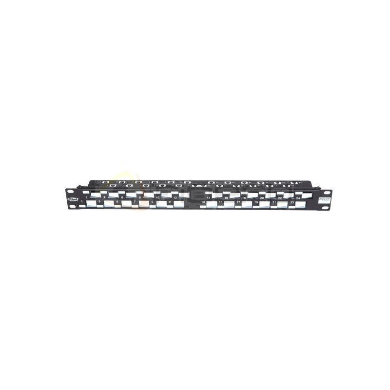 Panel krosowy BKT 19" 1U, modularny, ekranowany, 24xkeystone, czarny