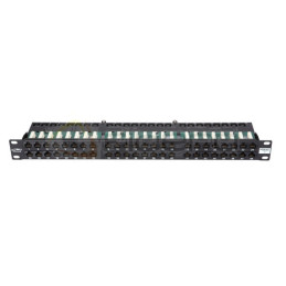 Panel krosowy BKT 19" 1U, IDC, kat.6, nieekranowany, 48xRJ45, czarny