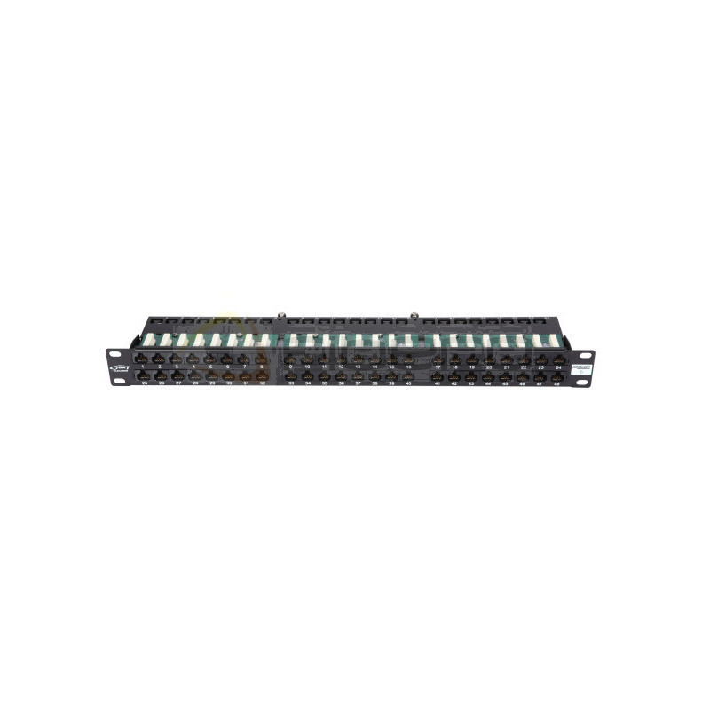 Panel krosowy BKT 19" 1U, IDC, kat.6, nieekranowany, 48xRJ45, czarny