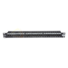 Panel krosowy BKT 19" 1U, IDC, kat.6, nieekranowany, 24xRJ45, czarny