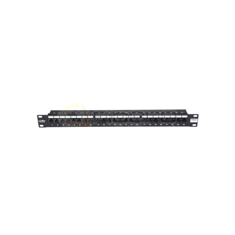 Panel krosowy BKT 19" 1U, IDC, kat.6, nieekranowany, 24xRJ45, czarny