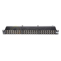 Panel krosowy BKT 19" 1U, IDC, kat.6, ekranowany, 48xRJ45, czarny
