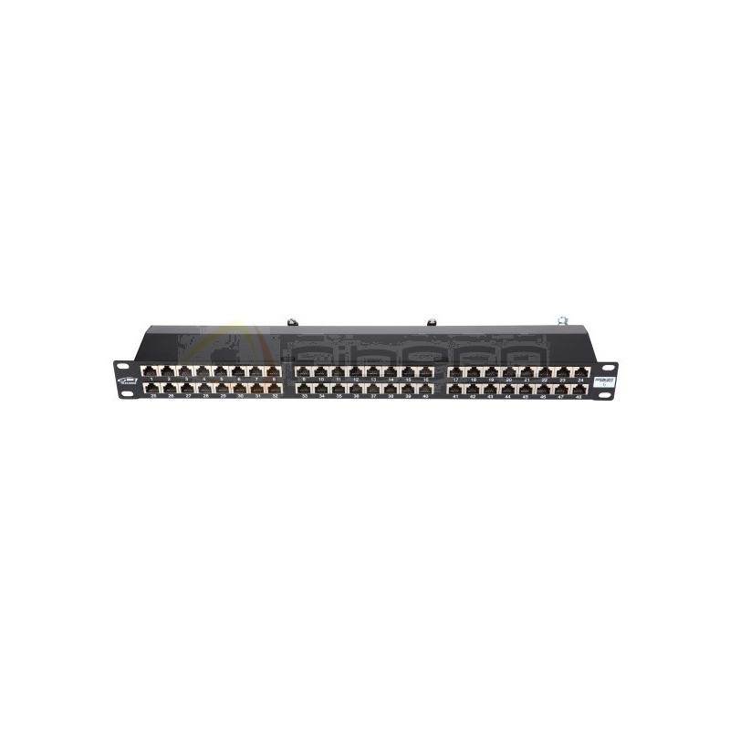 Panel krosowy BKT 19" 1U, IDC, kat.6, ekranowany, 48xRJ45, czarny