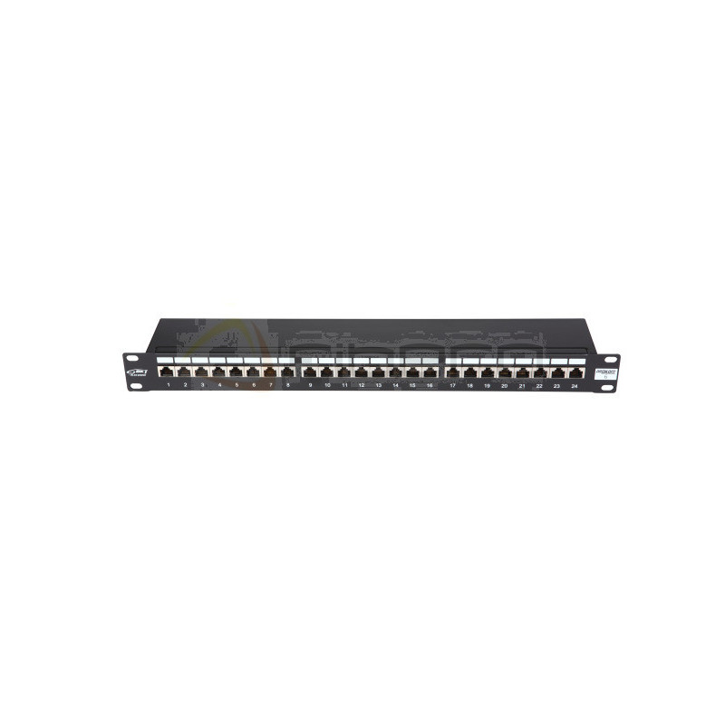 Panel krosowy BKT 19" 1U, IDC, kat.6, ekranowany, 24xRJ45, czarny