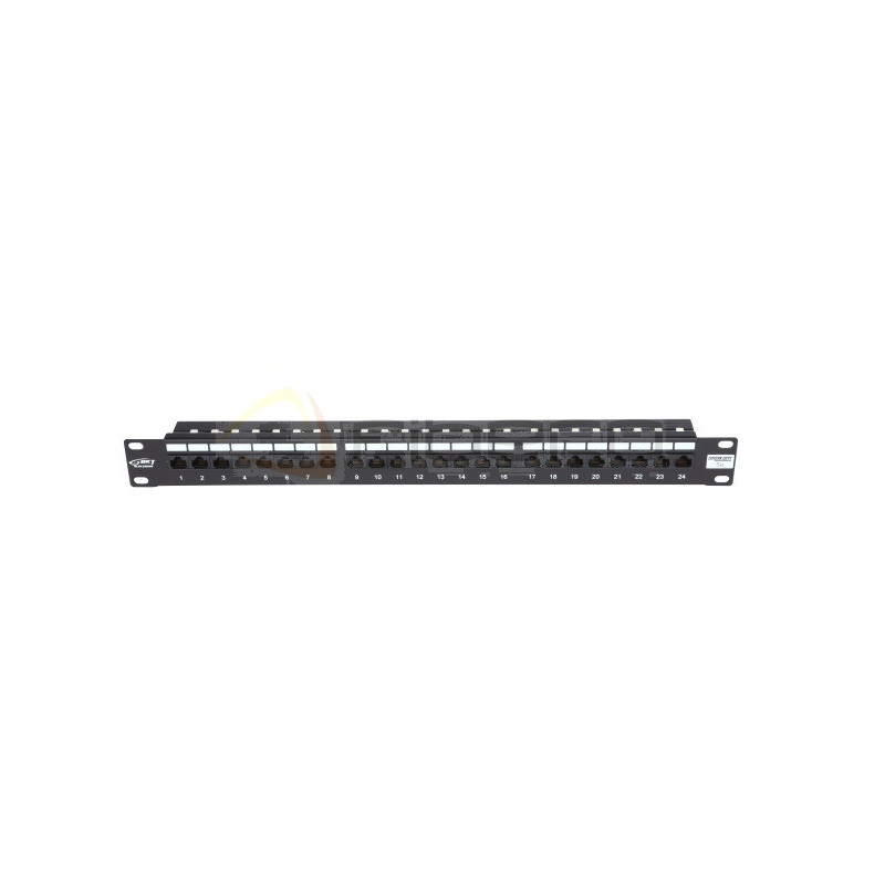 Panel krosowy BKT 19" 1U, IDC, kat.5e, nieekranowany, 24xRJ45, czarny