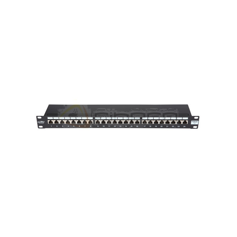 Panel krosowy BKT 19" 1U, IDC, kat.5e, ekranowany, 24xRJ45, czarny