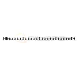 Panel krosowy BKT 19" 0.5U, modularny, ekranowany, 24xkeystone, czarny