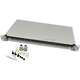 Przełącznica BKT VENI-2-TOP, 19", 2U, wysuwalna, bez płyty czołowej, szary