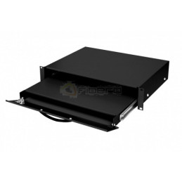 Półka ruchoma pod klawiaturę i mysz BKT 19" o głęb. 350 mm. 2U, z zamkiem RAL 9005 czarny