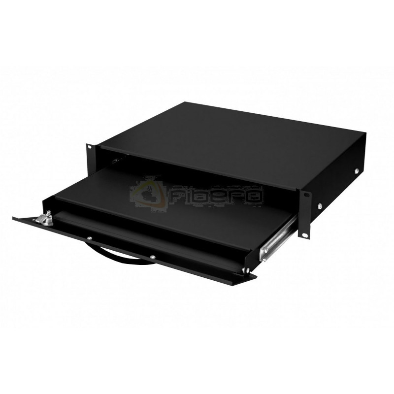 Półka ruchoma pod klawiaturę i mysz BKT 19" o głęb. 350 mm. 2U, z zamkiem RAL 9005 czarny