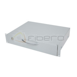 Półka ruchoma pod klawiaturę i mysz BKT 19" o głęb. 350 mm. 2U, z zamkiem RAL 7035 szary