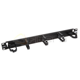 Poziomy organizer kabli BKT 19", 1U, czarny RAL 9005, metal, uszy plastik