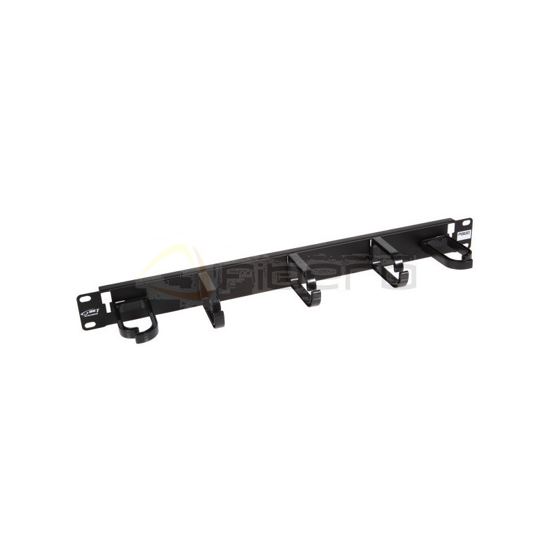 Poziomy organizer kabli BKT 19", 1U, czarny RAL 9005, metal, uszy plastik