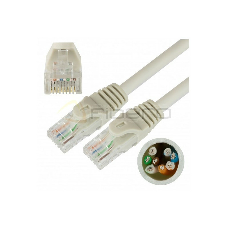 Patchcord BKT RJ45 kat.5e U/UTP LS0H, wtyk zalewany, szary 7.5m