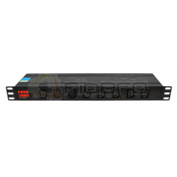 Listwa zasilająca BKT DUAL 19" 1U, przód 8xIEC 320 C13 tył 6xIEC 320 C19, amperomierz/voltomierz, bezpiecznik automatyczny 16