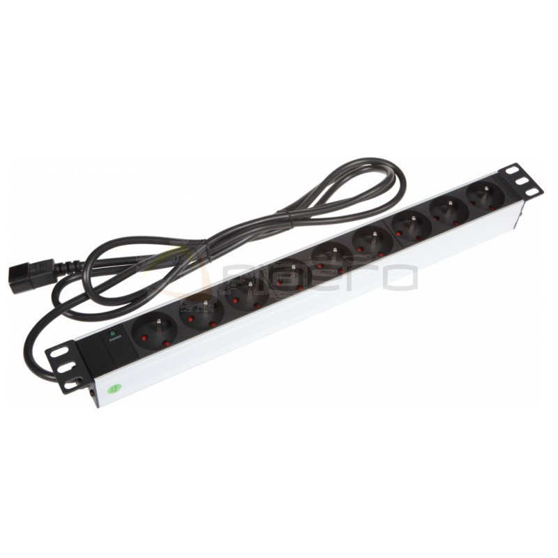 Listwa zasilająca BKT 19", 9xNF C61-314(standard PL, FR), wtyk IEC320 C14 10A/250V, kontrolka LED, kabel 2.5m