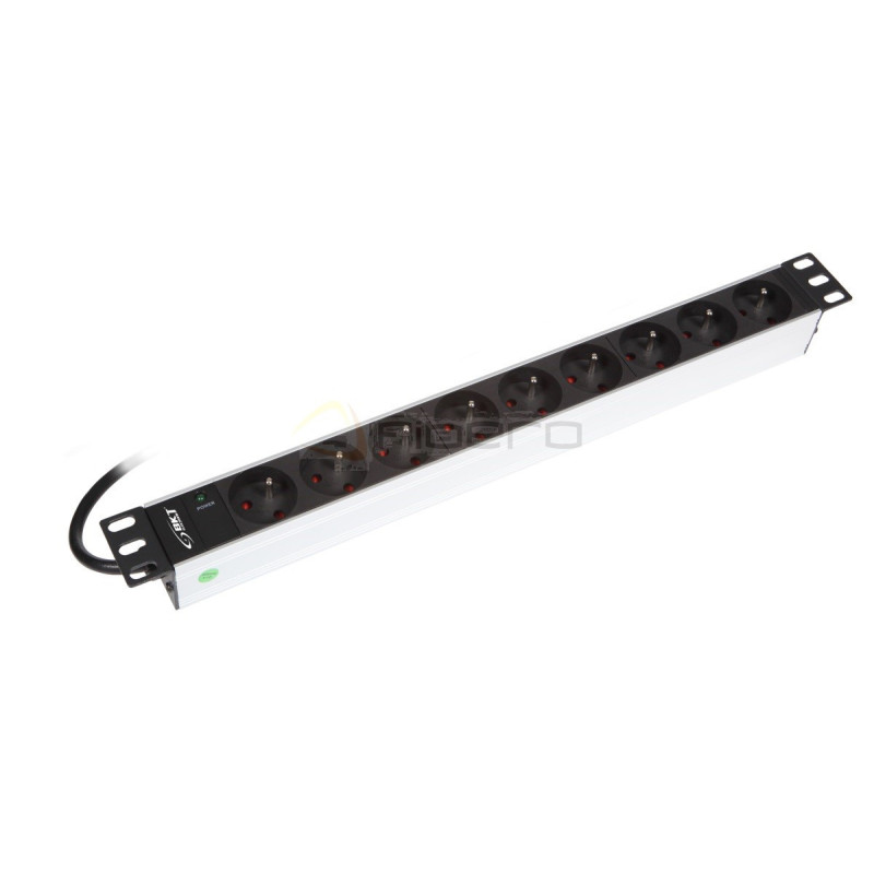 Listwa zasilająca BKT 19", 9xNF C61-314(standard PL, FR), wtyk DIN 49441(unischuko) 16A/250V, kontrolka LED, kabel 2.5m