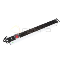 Listwa zasilająca BKT 19", 8xIEC320 C13, wtyk DIN 49441(unischuko) 16A/250V, wyłącznik podświetlany czerwony z zaślepką, k
