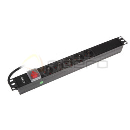 Listwa zasilająca BKT 19", 5xNF C61-314(standard PL, FR), wtyk DIN49441(unischuko) 16A/250V, wyłącznik podświetlany czerwony