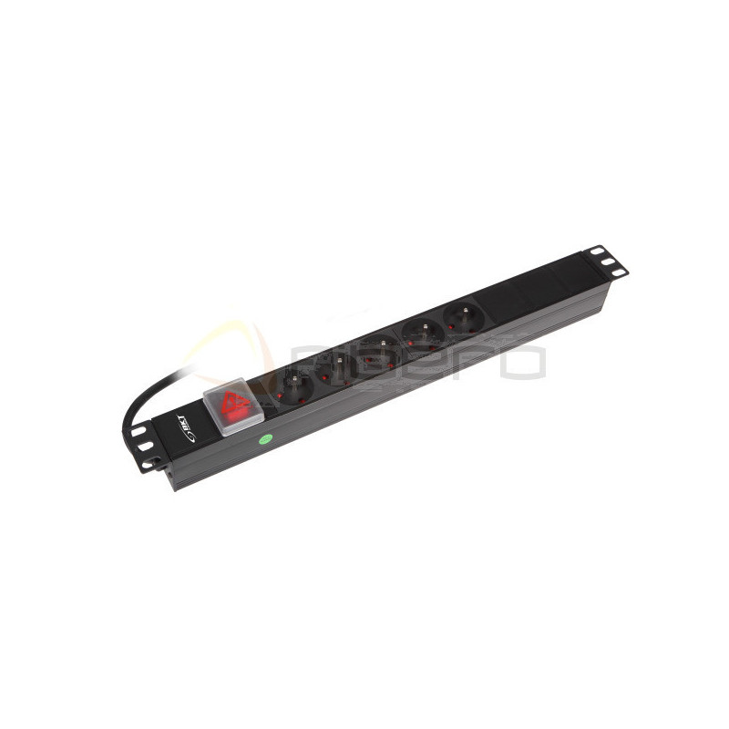 Listwa zasilająca BKT 19", 5xNF C61-314(standard PL, FR), wtyk DIN49441(unischuko) 16A/250V, wyłącznik podświetlany czerwony