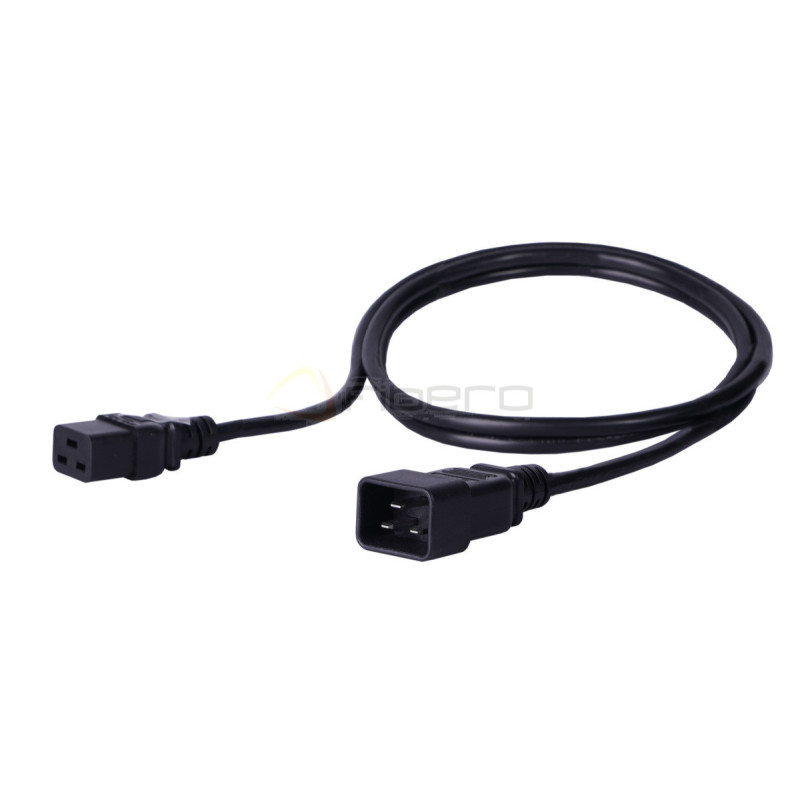 Kabel zasilający BKT - gniazdo IEC 320 C19 16A, wtyk IEC 320 C20 16A, 3 x 1,5 mm2 czarny  2m