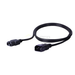 Kabel zasilający BKT - gniazdo IEC 320 C13 10A, wtyk IEC 320 C14 10A, 3 x 1,0 mm2 czarny 3m