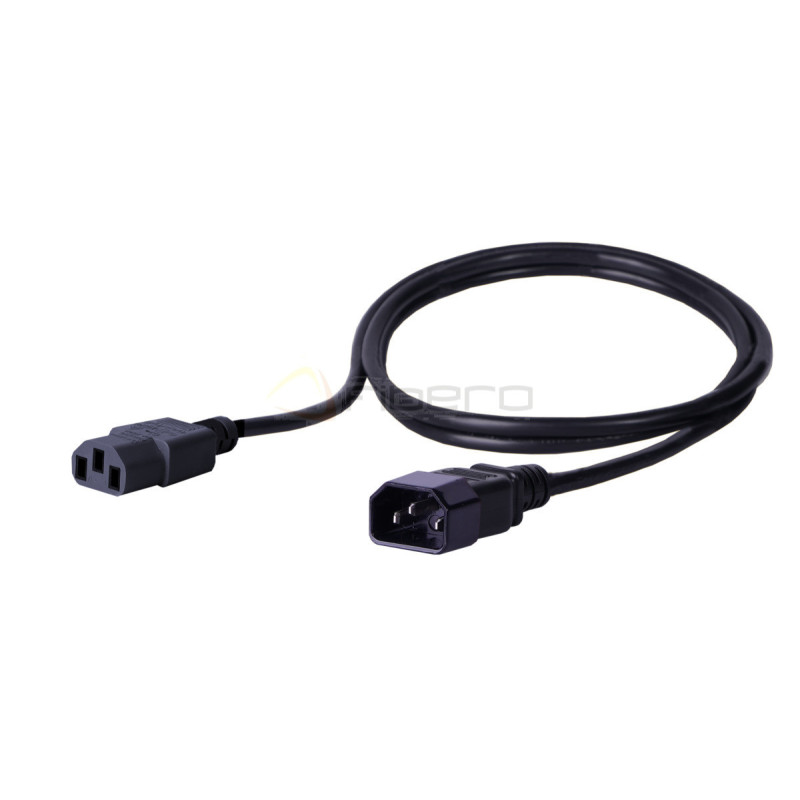 Kabel zasilający BKT - gniazdo IEC 320 C13 10A, wtyk IEC 320 C14 10A, 3 x 1,0 mm2 czarny 3m