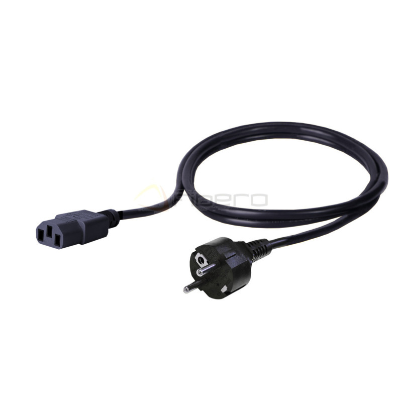 Kabel zasilający BKT - gniazdo IEC 320 C13 10A, wtyk DIN 49441(unischuko) 16A, 3 x 1,0 mm2 czarny 3m