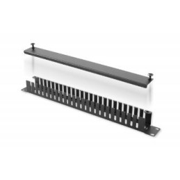 Poziomy organizator kabli BKT 19" - z metalowymi uszami i przepustem kablowym RAL 9005 czarny 1U