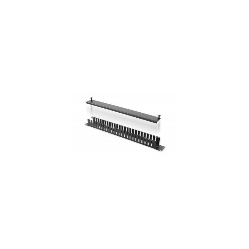 Poziomy organizator kabli BKT 19" - z metalowymi uszami i przepustem kablowym RAL 9005 czarny 1U
