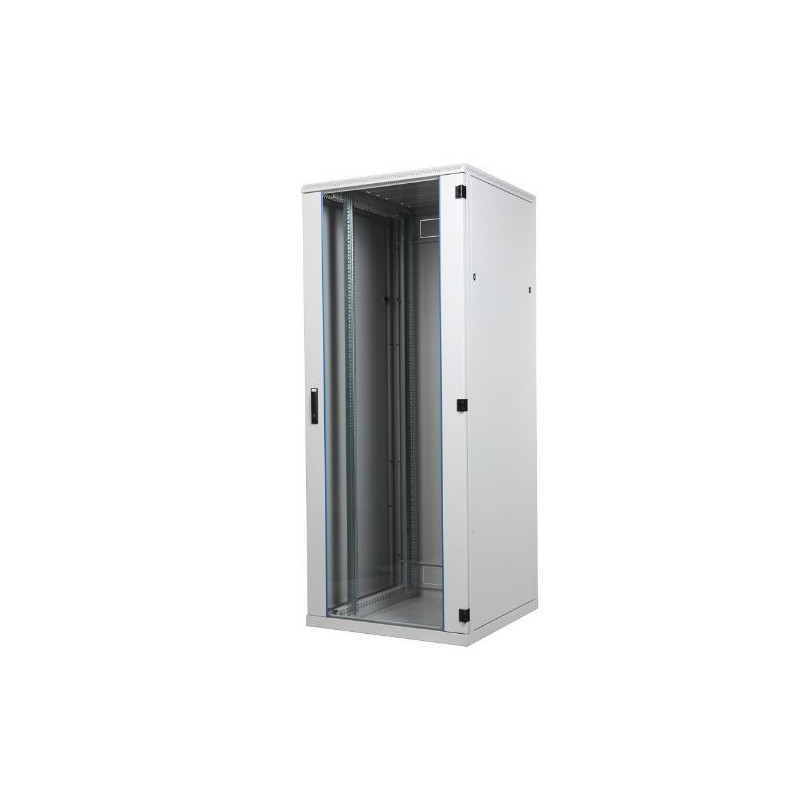 Szafa SRS, BKT 15U, 600/800/780, szer./gł./wys. mm. drzwi blacha/szkło, RAL 7035 ( konstrukcja spawana - nośność 600 kg )