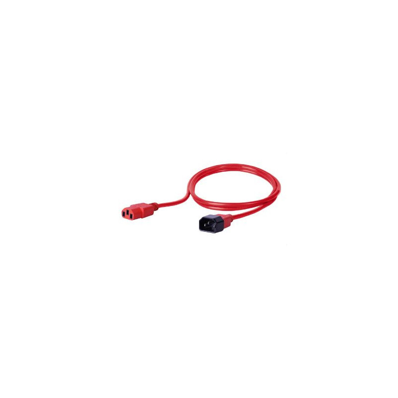 Kabel zasilający BKT - gniazdo IEC 320 C13 10A, wtyk IEC 320 C14 10A, 3 x 1,0 mm2 czerwony 1m