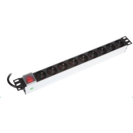 Listwa zasilająca BKT 19", 9xNF C61-314(standard PL, FR), wtyk DIN 49441(unischuko) 16A/250V, wyłącznik podświetlany