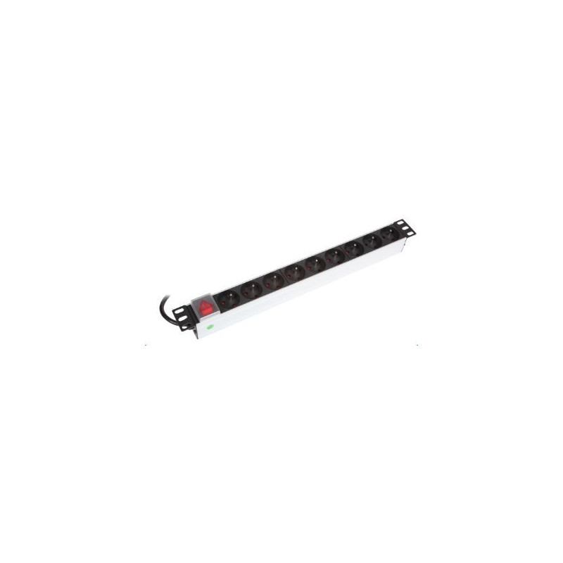 Listwa zasilająca BKT 19", 9xNF C61-314(standard PL, FR), wtyk DIN 49441(unischuko) 16A/250V, wyłącznik podświetlany