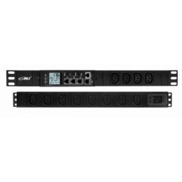 Listwa monitorująca BKT BPS2000v2 1U 19" 12xIEC320 C13, wtyk zasilający IEC320 C20 16A/250V (wbudowany), brak kabla zasilają