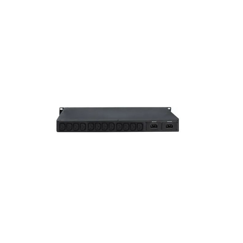 ATS Basic BKT 1U 19" 12xIEC320 C13 (gniazda wbudowane), wtyk 2xIEC320 C14 10A/250V, brak kabli w komplecie