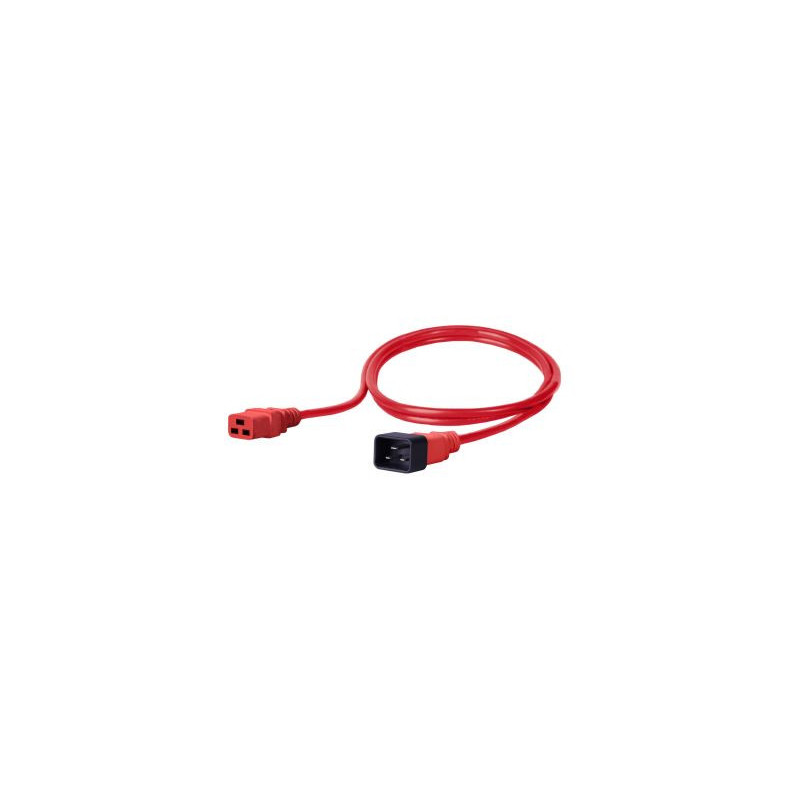 Kabel zasilający BKT - gniazdo IEC 320 C19 16A, wtyk IEC 320 C20 16A, 3 x 1,5 mm2 czerwony 1,5m